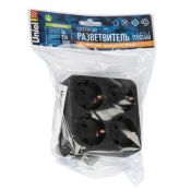разветвитель -четверник Uniel с заземлением UL-00011242 S-GES4-16S BLACK