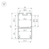 алюминиевый профиль ARH-LINE-S-3667-3000 ANOD 042902