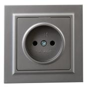 Штепсельная розетка встраиваемая IEK BRITE 10А BR-R10-10-K46-F РСР10-1-0-БрС без з/к и шторками в сборе сталь