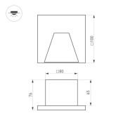 светильник  3W Белый теплый 051052 LT-TIE-S100 220V квадратный встраиваемый красный