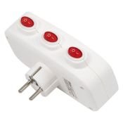 разветвитель -тройник Uniel с заземлением с выключателем UL-00011239 S-GES3-16OB WHITE