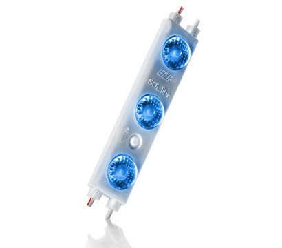 Светодиодный модуль герм. 3led Синий 2835smd 12V линейный с линзой ELF-SOL+ 3 2835 B