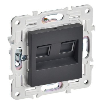 Розетка встраиваемая компьютерная двойная IEK SKANDY SK-K20-1-K48 SK-K03T RJ45 кат.5E титан