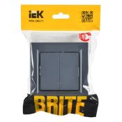 Выключатель встраиваемый двухклавишный IEK BRITE BR-V20-0-10-K35-F ВСР10-2-0-БрМ в сборе маренго