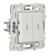 Выключатель встраиваемый двухклавишный с подсветкой IEK SKANDY SK-V20-1-10-K01 SK-V09W арктический белый