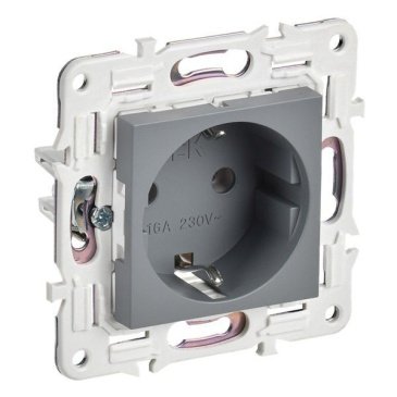 Штепсельная розетка встраиваемая IEK SKANDY 16А SK-R11-16-K03 SK-R05Gr с з/к без з/ш серый