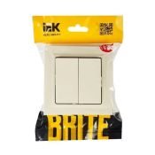Выключатель встраиваемый двухклавишный IEK BRITE BR-V20-0-10-K10-F ВСР10-2-0-БрКр в сборе бежевый