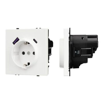 Штепсельная розетка встраиваемая Arlight SCT-NOBE-MUAC-SFPL-WH 16А 054284 с/з и USB тип A+C белый