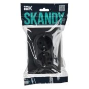Штепсельная розетка встраиваемая двойная IEK SKANDY 16А SK-R24-16-K53-F SK-R07G с з/к с з/ш в сборе графит