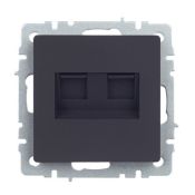 Розетка встраиваемая компьютерная двойная IEK BRITE BR-K20-1-K53 РК10-2-БрГ RJ45 кат.5E графит
