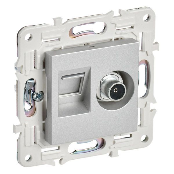 Розетка встраиваемая комбинированная IEK SKANDY SK-AK20-2-K23 SK-A15S TV+RJ45 кат.6 серебряный