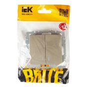 Выключатель встраиваемый двухклавишный с подсветкой IEK BRITE BR-V20-1-10-K37 ВС10-2-1-БрШ шампань
