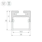 алюминиевый профиль S-LUX с экраном SL-LINE-2011M-2500 ANOD+OPAL SQUARE 025870