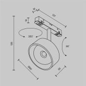 Трековый светильник 15W Белый теплый Линза/Lens Exility TR217-2-15W3K-B IP20 на магнитный шинопровод черный