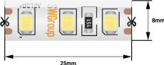 Светодиодная лента  Белый 2835 12V  9.6W/m 120Led/метр герм (силикон) 00-00009240 SWG2120-12-9.6-W-65 IP65