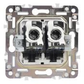 Розетка встраиваемая компьютерная двойная IEK SKANDY SK-K20-2-K50 SK-K04N RJ45 кат.6 металл никель