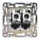 Розетка встраиваемая компьютерная двойная IEK SKANDY SK-K20-2-K50 SK-K04N RJ45 кат.6 металл никель