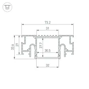 Накладной алюминиевый профиль STRETCH-32-CEIL-CENTER-2000 BLACK 055208