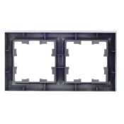 Рамка пластик 2 поста IEK BRITE BR-M22-K46  РУ-2-БрС сталь