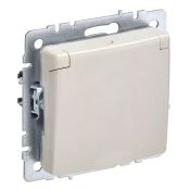 Штепсельная розетка встраиваемая IEK BRITE 16А BR-R16-16-K10 РСбш10-3-БрКр с з/к и шторками с крышкой бежевый IP20
