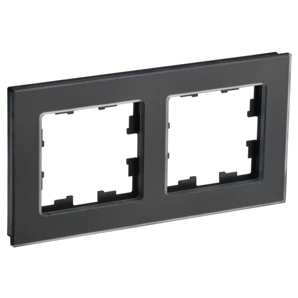 Рамка стеклянная 2 поста IEK BRITE BR-M22-G-31-K02 РУ-2-2-Бр черный матовый