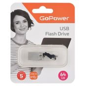 Флеш-накопитель GoPower MINI 64GB USB3.0 металл серебряный&#9;