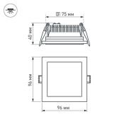 Встраиваемый светильник-панель   6W Белый дневной  014934 LT-S96x96WH стекло 220V IP20 квадратный белый
