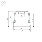 алюминиевый профиль S-LUX с экраном SL-LINE-D-3734-2000 TETRA BLACK+OPAL 055072