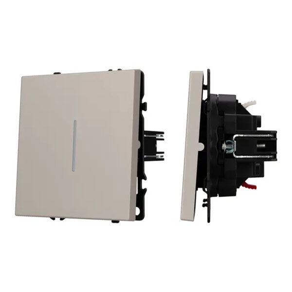 Выключатель встраиваемый одноклавишный проходной Arlight 059430 SWT-NOBE-MKP1-SFPL-L-CA с подсветкой кашемир