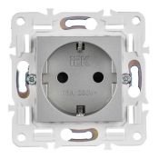 Штепсельная розетка встраиваемая IEK SKANDY 16А SK-R14-16-K23 SK-R04S с з/к без з/ш серебряный