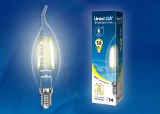 светодиодная лампа свеча на ветру Белый теплый  6W UL-00002199 LED-CW35-6W/WW/E14/CL GLA01TR AIR