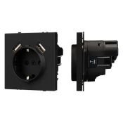 Штепсельная розетка встраиваемая Arlight SCT-NOBE-MUAA-SFPL-BK 16А 054289 с/з и USB тип A+A черный