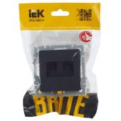 Розетка встраиваемая компьютерная двойная IEK BRITE BR-K20-1-K53 РК10-2-БрГ RJ45 кат.5E графит