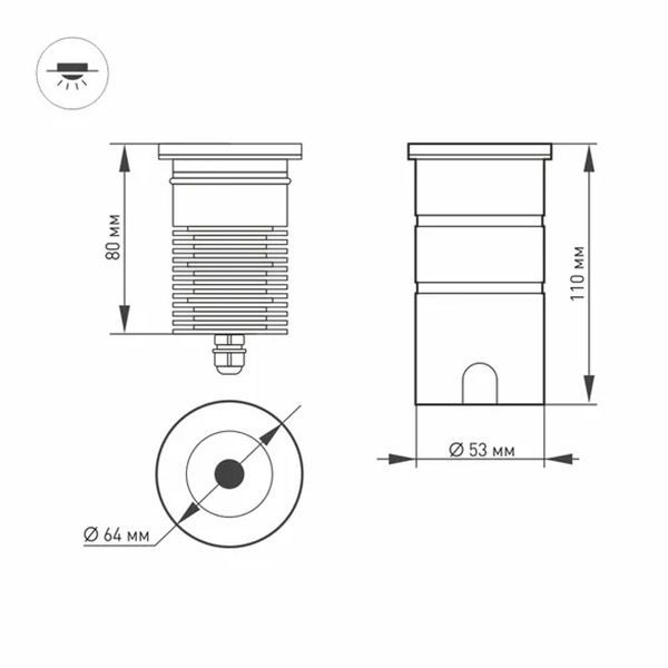 светильник    6W Белый теплый 060623 LTD-GROUND-R65 220V IP67 круглый встраиваемый серебристый светильник    6W Белый теплый 060623 LTD-GROUND-R65 220V IP67 круглый встраиваемый серебристый