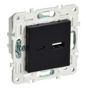 Розетка встраиваемая USB IEK SKANDY A+C 18Вт SK-U22-018-K02 SK-R13Bl черный