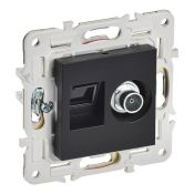 Розетка встраиваемая комбинированная IEK SKANDY SK-AK20-2-K02 SK-A15Bl TV+RJ45 кат.6 черный