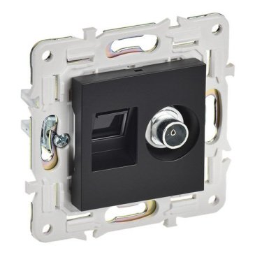 Розетка встраиваемая комбинированная IEK SKANDY SK-AK20-2-K02 SK-A15Bl TV+RJ45 кат.6 черный