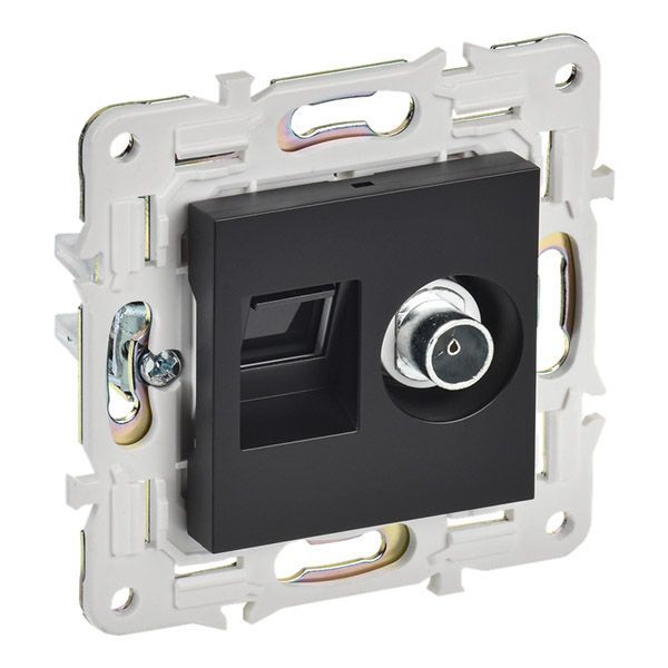 Розетка встраиваемая комбинированная IEK SKANDY SK-AK20-2-K02 SK-A15Bl TV+RJ45 кат.6 черный
