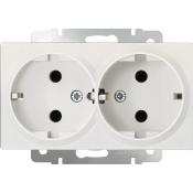 Штепсельная розетка встраиваемая двойная WERKEL 16A 250V WL13-SKG-02 / W1172013 IP20 с/з  перламутровый рифленый