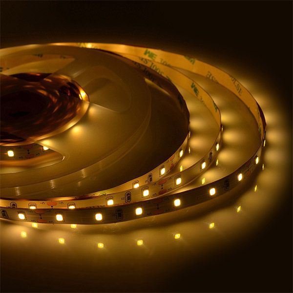 Светодиодная лента Белый теплый 3528 12V  4.8W/m 60Led/метр 00-03 Стандарт 8мм Светодиодная лента Белый теплый 3528 12V  4.8W/m 60Led/метр 00-03 Стандарт 8мм