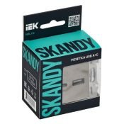 Розетка встраиваемая USB IEK SKANDY A+C 3,1А SK-U22-D31-K50 SK-R14N металл никель