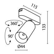 Трековый светильник  5W Белый теплый Фокус/Focus Led Radity 36deg TR103-1-12W4K-M-B на магнитный шинопровод черный