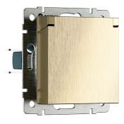 Штепсельная розетка встраиваемая WERKEL 16A 250V WL10-SKGSC-01 / W1171210 IP44  с/з, шторками и защитной крышкой  шампань  рифленый