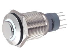 Кнопка M16 ON-ON LED12V IB16S-GZ (LAS2-GQH) 3A/250V 5c IP65 -белая с подсветкой