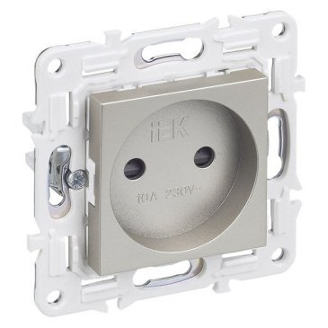Штепсельная розетка встраиваемая IEK SKANDY 10А SK-R13-10-K37 SK-R01Sh без з/к с з/ш шампань
