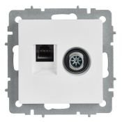 Розетка встраиваемая комбинированная IEK BRITE BR-AK20-1-K91 РТВ/РК12-БрАБ TV+RJ45 кат.5E арктический белый