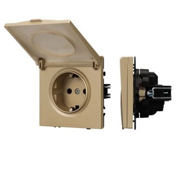 Штепсельная розетка встраиваемая Arlight SCT-NOBE-MCP-SFPL-GD 16А 054282 с/з с крышкой золото IP44