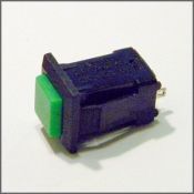 Кнопка OFF-ON RWD-316 (PBS-15B, DS-431) 1.5A/250V 2c -зелёная квадр.