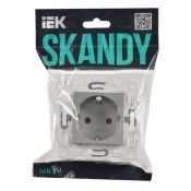 Штепсельная розетка встраиваемая IEK SKANDY 16А SK-R11-16-K23 SK-R05S с з/к без з/ш серебряный