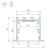 алюминиевый профиль LINIA49-F-M-2000 WHITE 057032
